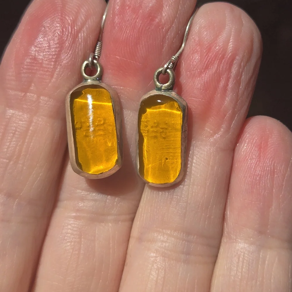 Amber & Sterling Earrings - Picture 1 of 7